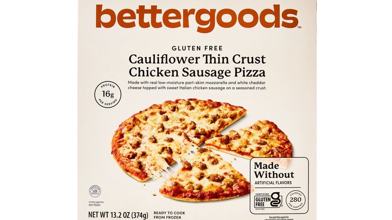 bettergoods Gluten-Free Cauliflower Thin Crust Chicken Sausage Pizza on sale at Walmart for $6.57