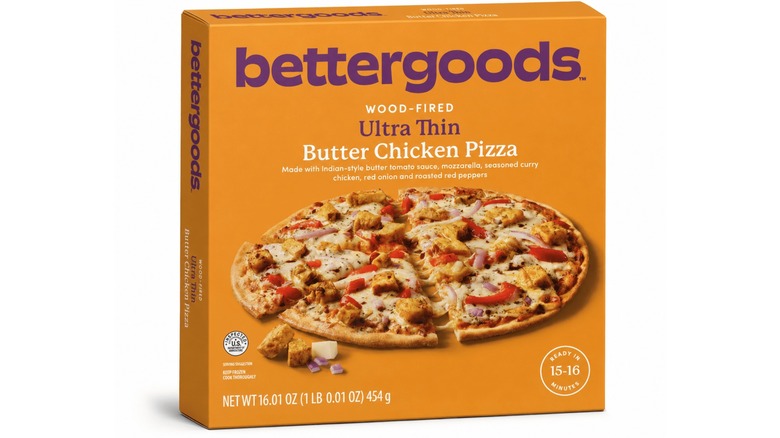 bettergoods brand Wood-Fired Butter Chicken Pizza on a counter