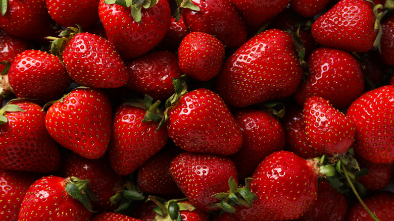 Deep red fresh strawberries