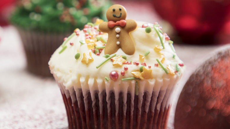 cupcake with small gingerbread on top