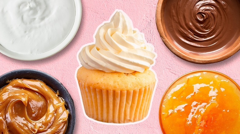 Cupcake with four different toppings