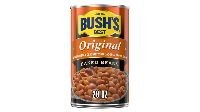A can of Bush's Original Baked Beans on white background