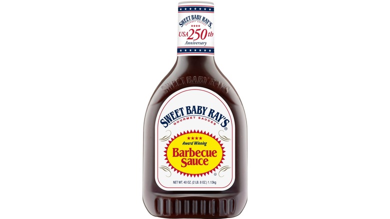 A bottle of Sweet Baby Ray's Original Barbecue Sauce on white background