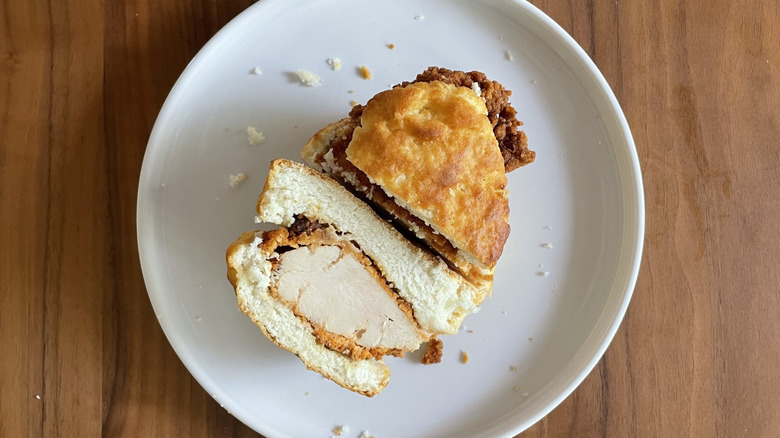 Fried chicken sandwich on a plate