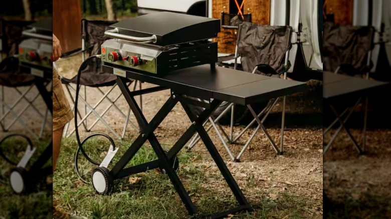 outdoor grill table with wheels