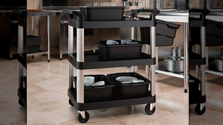 Suncast 3-Shelf Plastic Wheeled Service Cart