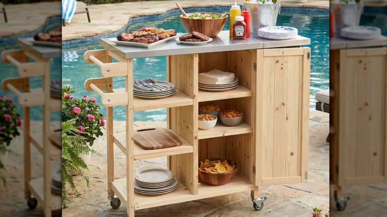 Sunrinx Foldable Outdoor Kitchen Island Patio Grill Cart