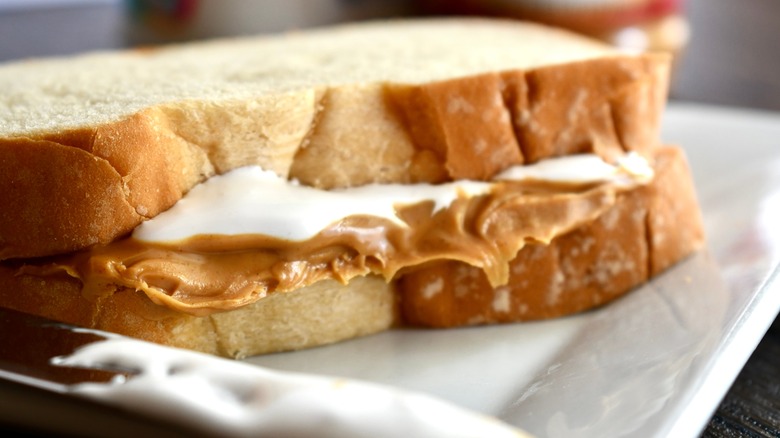 Fluffernutter sandwich closeup