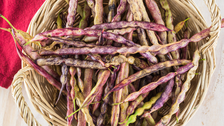 Mesquite bean pods in a basket