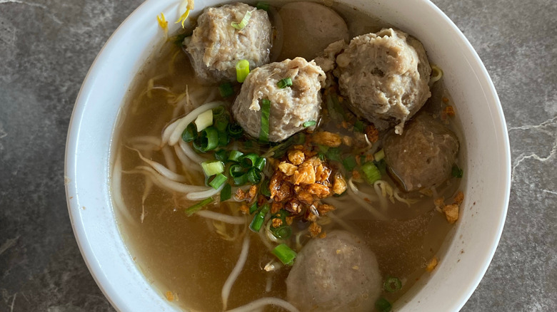 Indonesian bakso meatball soup