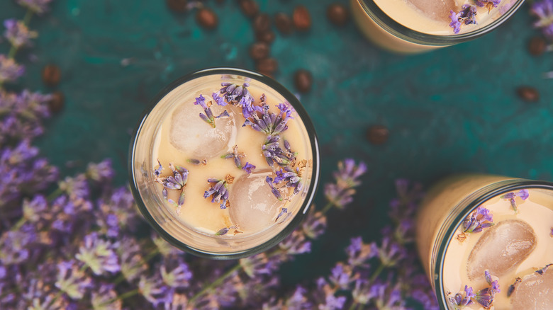 Iced coffee with lavender