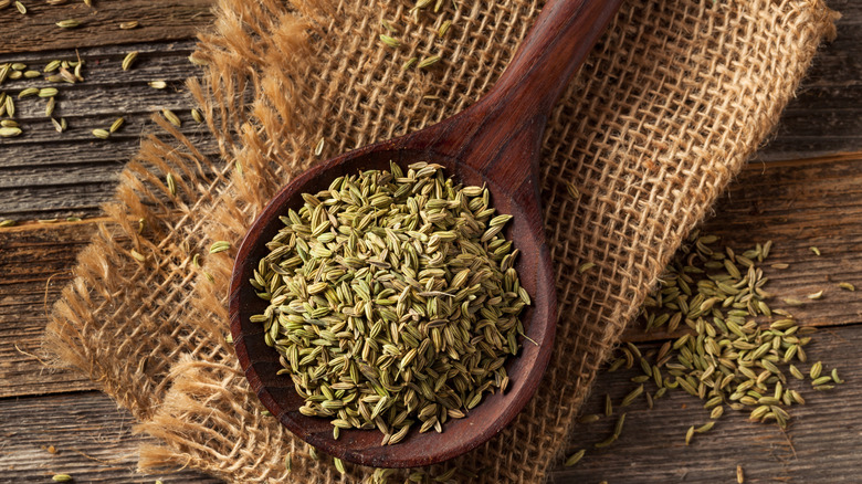 Fennel seed on burlap