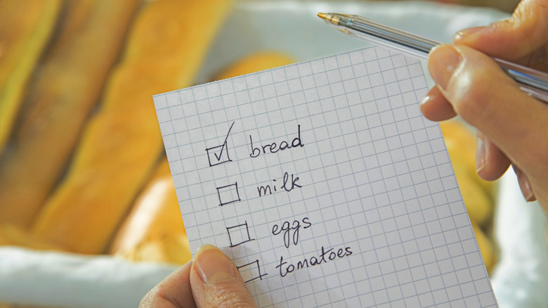 Grocery shopping list