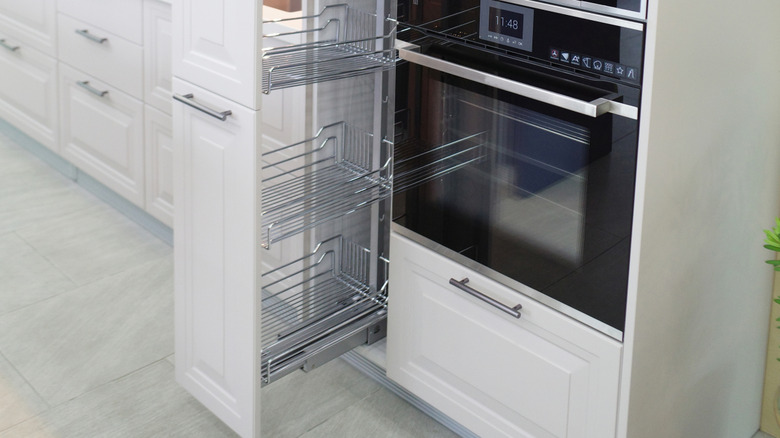 Kitchen cabinets with pull-out storage units