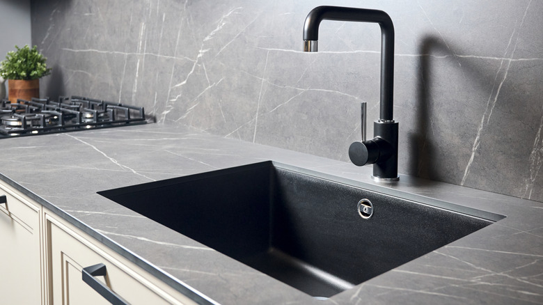 Black sink with deep basin sink