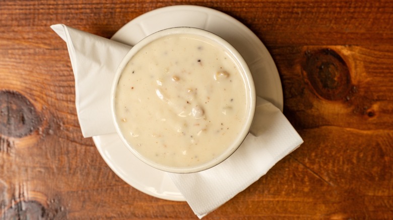 chowder in small bowl on table