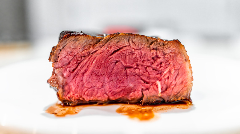 cross section of rare steak