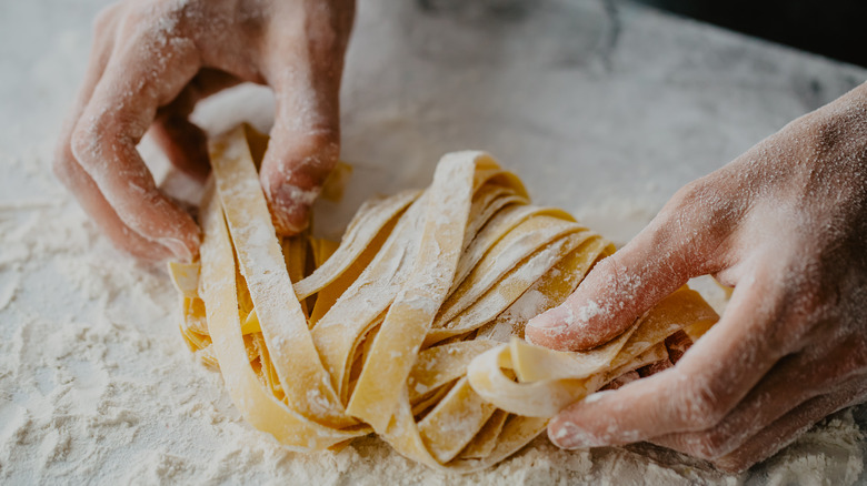 Making fresh pasta on countertop