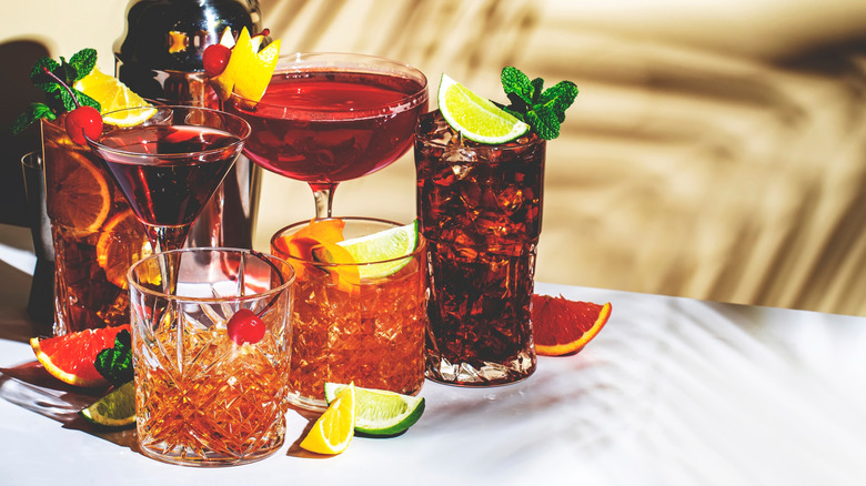 Assortment of summer-themed cocktails
