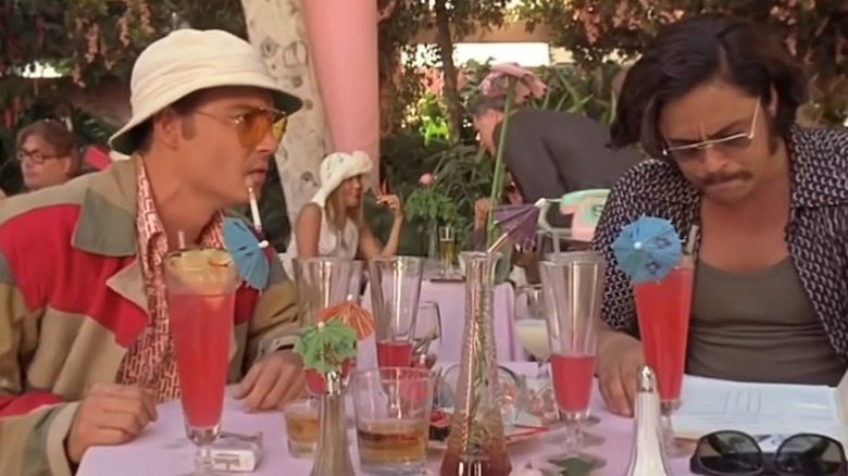 Scene from move "Fear and Loathing in Las Vegas", with Raoul Duke and Dr. Gonzo drinking Singapore sling cocktails in polo lounge