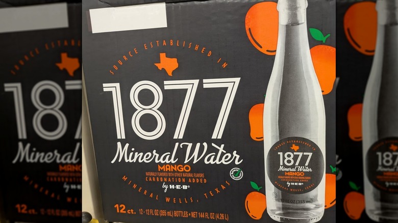 Six-pack of mango-flavored 1877 sparkling mineral water