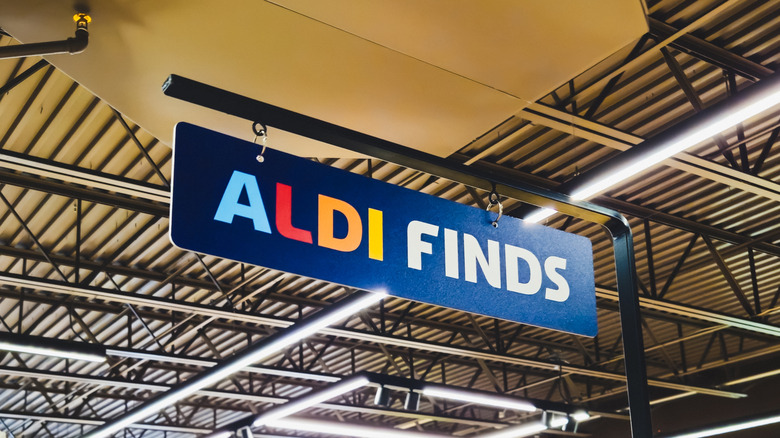 Aldi Finds sign hanging in store