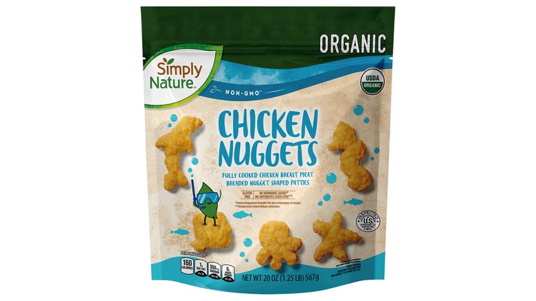 Aldi Sea Shaped Chicken Nuggets on white background