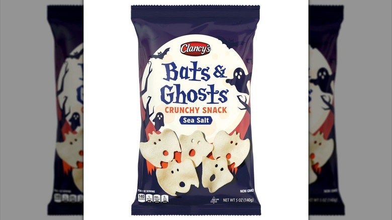 Bag of Clancy's Bats & Ghosts Crunchy Snack on white background