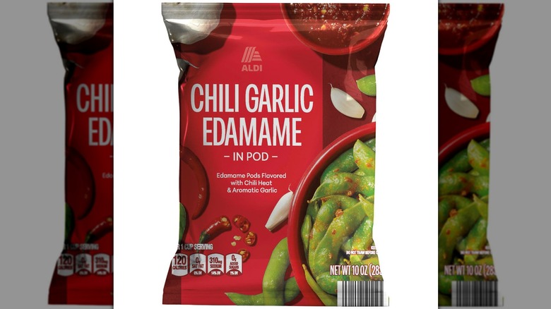 A package of ALDI Chili Garlic Edamame