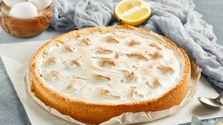 Lemon icebox pie with meringue