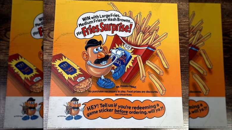 Mirrored image of Mr. Potato Head's Fries Surprise game card from McDonald's