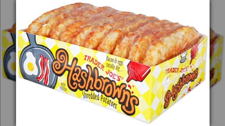 Trader Joe's Hash Browns on a white surface