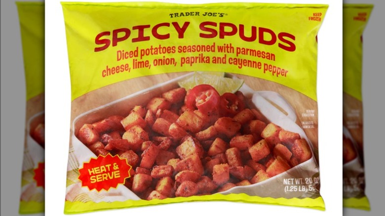 Bag of Spicy Spuds on white background