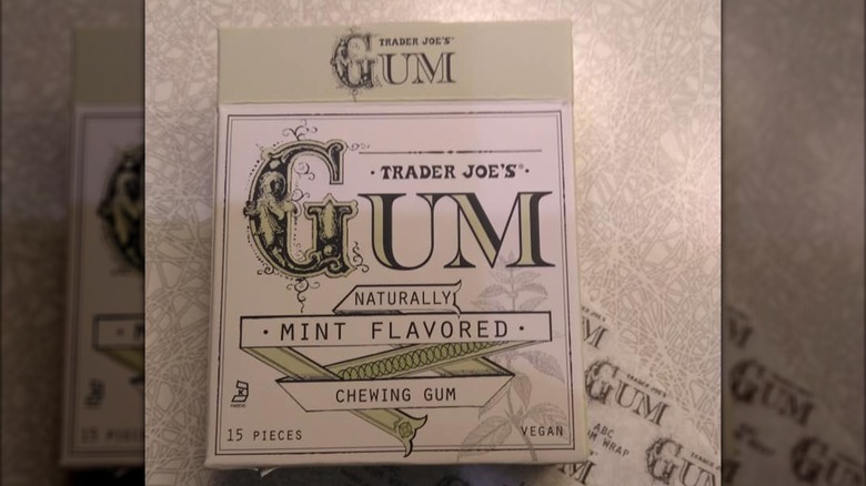 Pack of Trader Joe's Naturally Mint Flavored Chewing Gum with wrapper