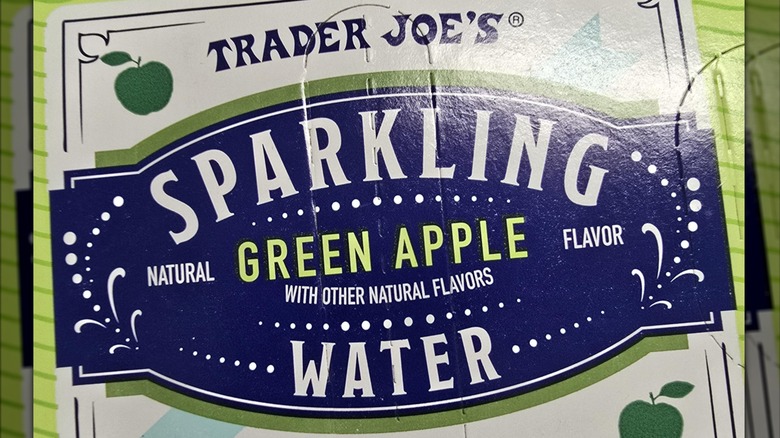 A case of Trader Joe's sparkling green apple water