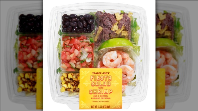 Trader Joe's fiesta shrimp in a plastic container