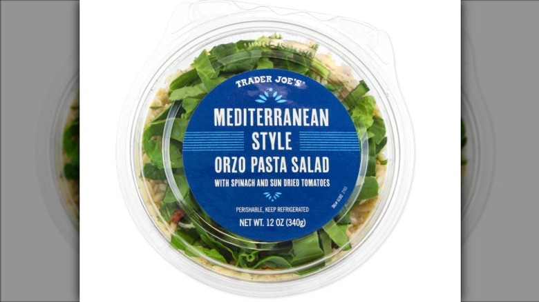 Pasta salad on a white surface
