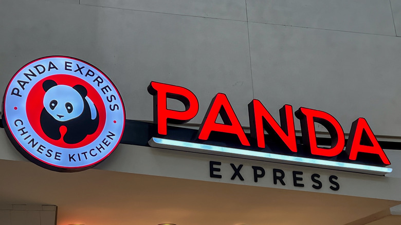 close up on Panda Express restaurant sign