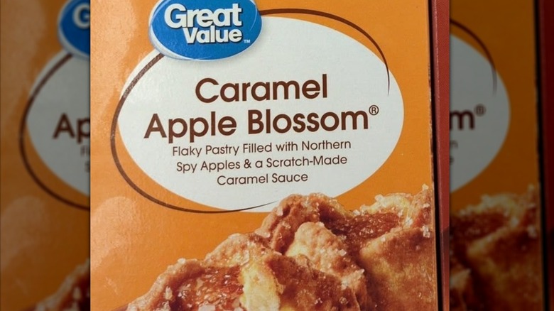 A box of Great Value brand Caramel Apple Blossoms