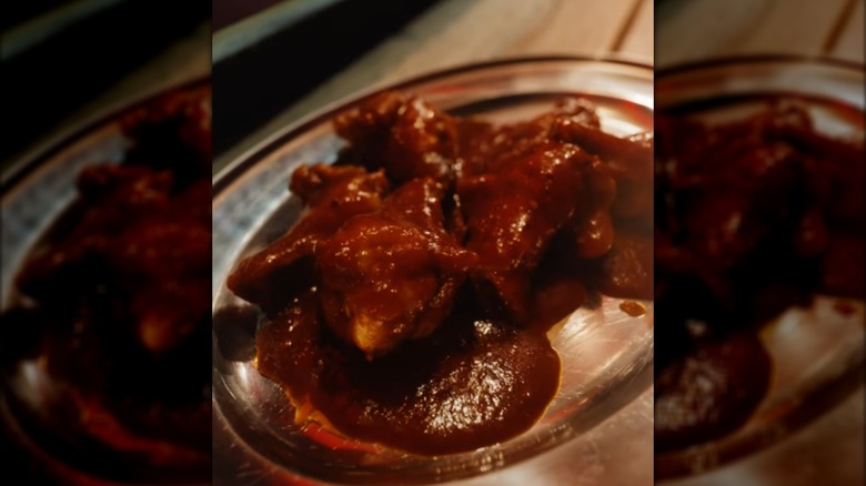 Hot wings challenge on a silver plate