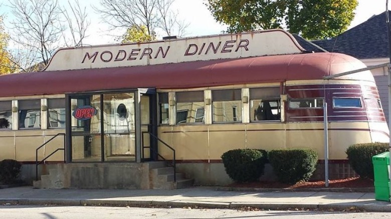 Exterior of Modern Diner in Rhode Island