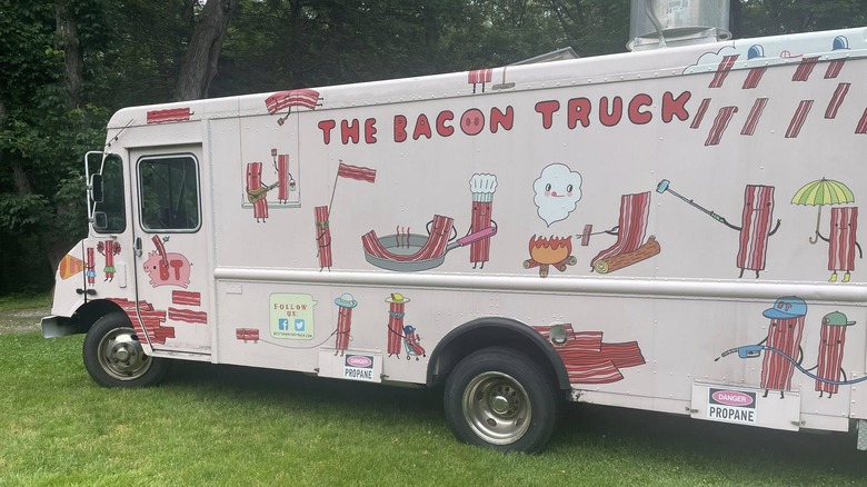 The bacon truck on a lawn