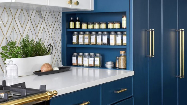 cabinets painted in Hidden Sapphire