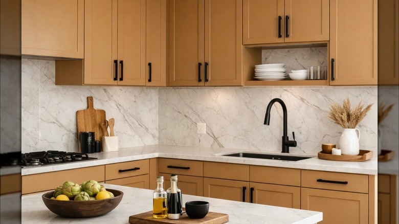 kitchen painted in honey color