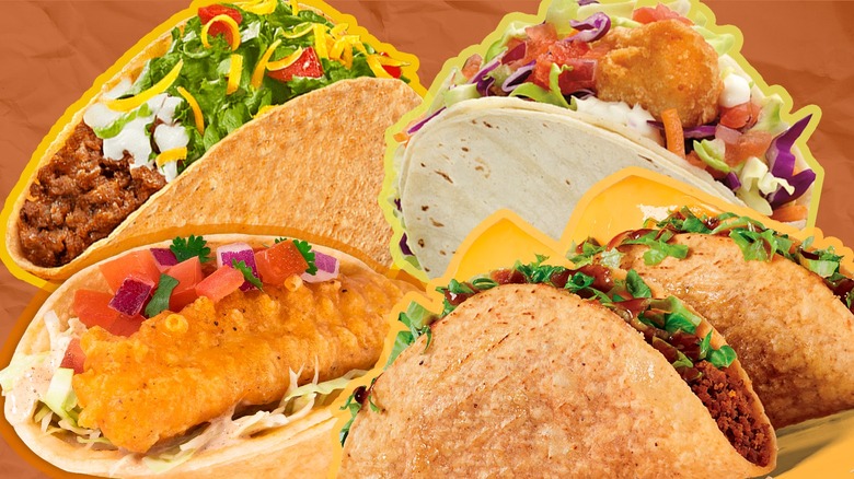 Variety of fast food tacos