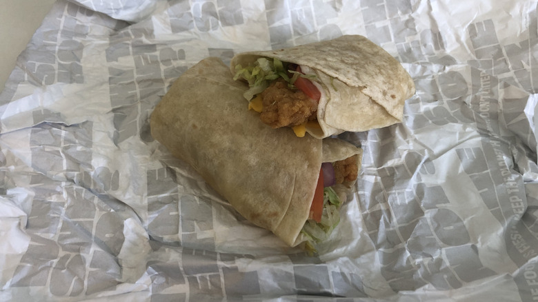 Two Sheetz crispy chicken Shnack Wrapz.