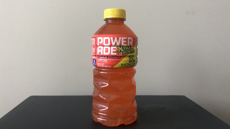Xtra Sour Peach Pucker Powerade bottle