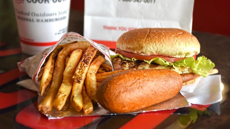 Various menu items from Cook Out fast food chain