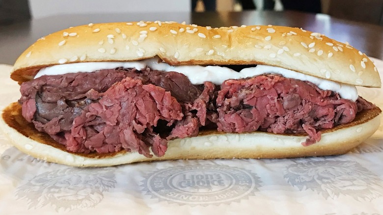 A roast beef sandwich from Lion's Choice