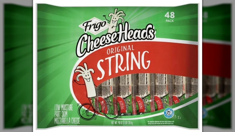 Frigo Cheese Heads String Cheese on white background